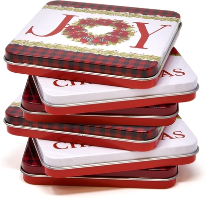 Carta di regalo di Natale Tin Gift Box Storage Container con l'involucro di regali dei coperchi