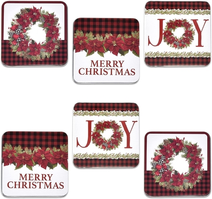 Carta di regalo di Natale Tin Gift Box Storage Container con l'involucro di regali dei coperchi