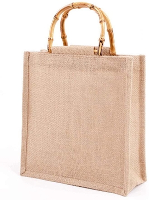 Il ciclo di bambù della tela da imballaggio del sacchetto della spesa portatile della iuta tratta Tote Grocery Bags riutilizzabile per le donne