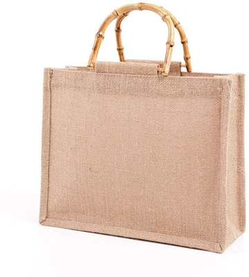 Il ciclo di bambù della tela da imballaggio del sacchetto della spesa portatile della iuta tratta Tote Grocery Bags riutilizzabile per le donne