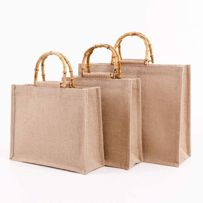 Il ciclo di bambù della tela da imballaggio del sacchetto della spesa portatile della iuta tratta Tote Grocery Bags riutilizzabile per le donne