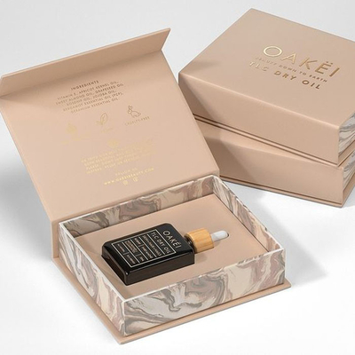 Regalo cosmetico dei prodotti dello skincare del profumo riciclato carta rosa di lusso su ordinazione di logo della stampa che imballa il contenitore di olio essenziale