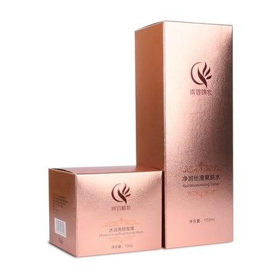 contenitore cosmetico di lusso Rose Gold Paper Packaging di bottiglia di cura di pelle 100ml