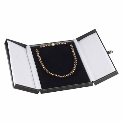 Rottura di cuoio Tab Necklace Gift Box del contenitore di gioielli del Faux nero