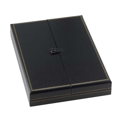Rottura di cuoio Tab Necklace Gift Box del contenitore di gioielli del Faux nero