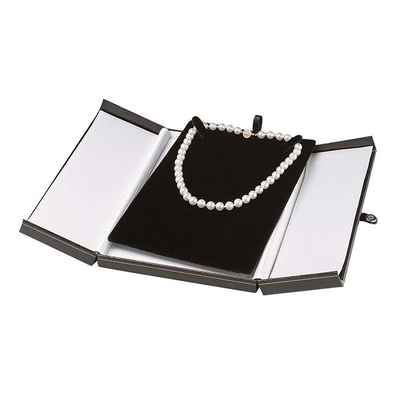 Rottura di cuoio Tab Necklace Gift Box del contenitore di gioielli del Faux nero