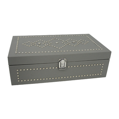 Contenitore di regalo di cuoio d'imballaggio su misura della scatola di legno della decorazione del ribattino dell'unità di elaborazione del contenitore del vino di modo di cioccolato classico del tè