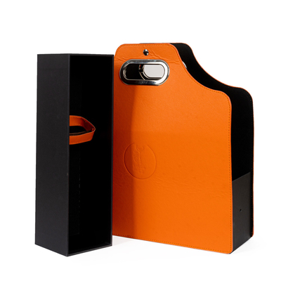 Regalo di spedizione Art Leather Gift Box Cardboard della bottiglia del vino 6