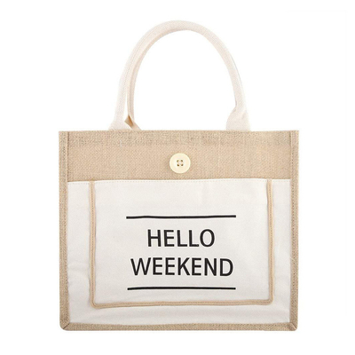 Logo su misura borsa della iuta di Tote Bag Eco Friendly Reusable della tela da imballaggio della spiaggia