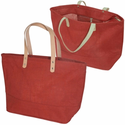 Grande tela da imballaggio Tote Bag With Leather Handle del cotone della famiglia