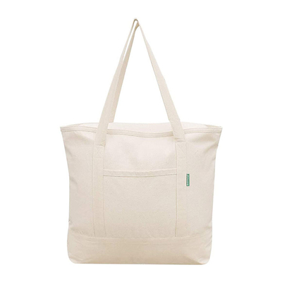 Logo stampato di Tote Bag With Pocket Custom della tela della chiusura lampo