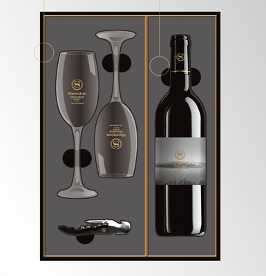 Carta di legno del confine che si affolla il contenitore di legno di vetro di vino del MDF di lusso