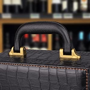 Contenitore di cuoio premio fatto a mano di vino con la cassa accessoria del trasportatore del vino del vino