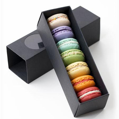 Indicatori di posizione d'imballaggio di Macaron del regalo del cartone di lusso nero con la finestra