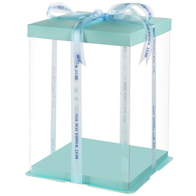 Contenitore di regalo trasparente della festa di compleanno quadrato bianco su ordinazione di lusso della scatola da pasticceria del chiaro