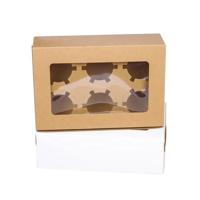 Scatola da pasticceria su ordinazione del forno Mini Muffin Cupcake Boxes 6 fori con la finestra
